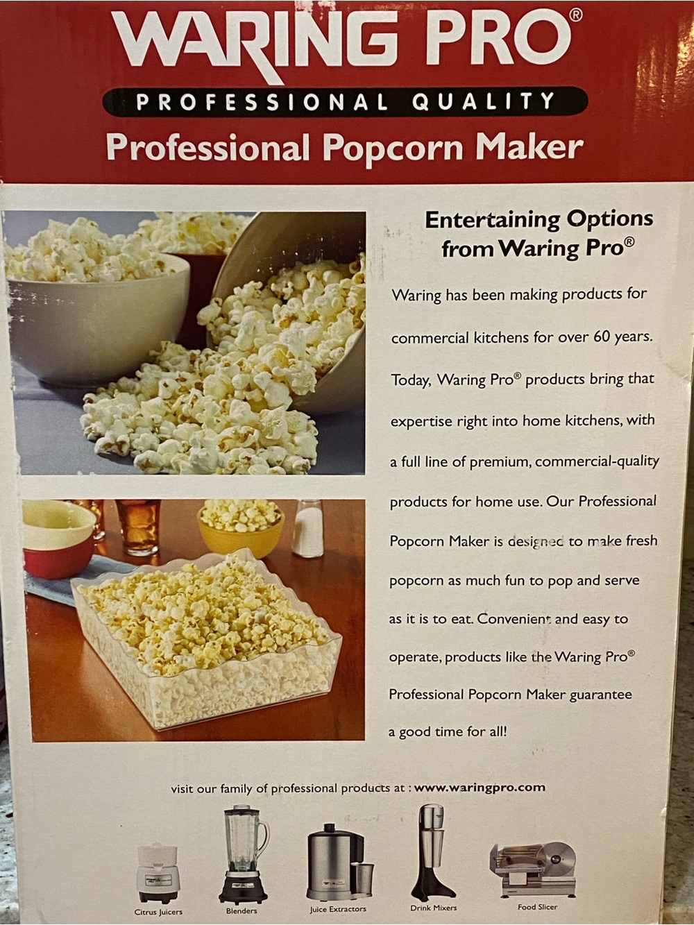 Waring Pro Countertop Popcorn Maker Countertop Machine WPM25 - Picture 6 of 12